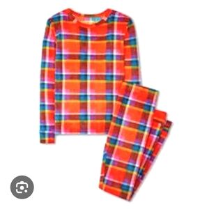 Kid's Bright Colorful Velour Plaid Pajama Set XL